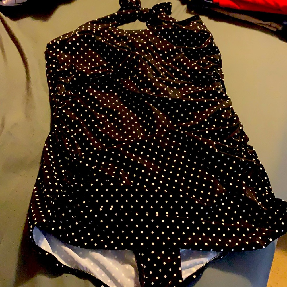 Catalina black polka dot swimsuit 3XL halter